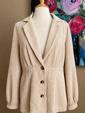 Current Air Anthropologie Textured Knit Blazer Jacket Beige Size M